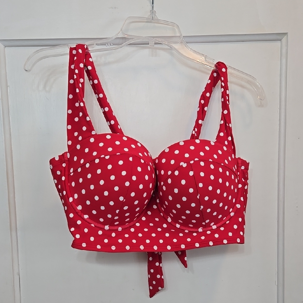Torrid Red and White Polka Dot Bikini Top Retro Style